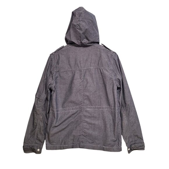 Divided by H&M Jacket  Mens Medium Hooded Chambray Anorak Zip Front Casual - Picture 3 of 7